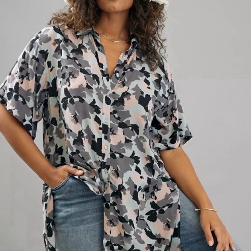 Anthropologie Maeve Camouflage Print Top